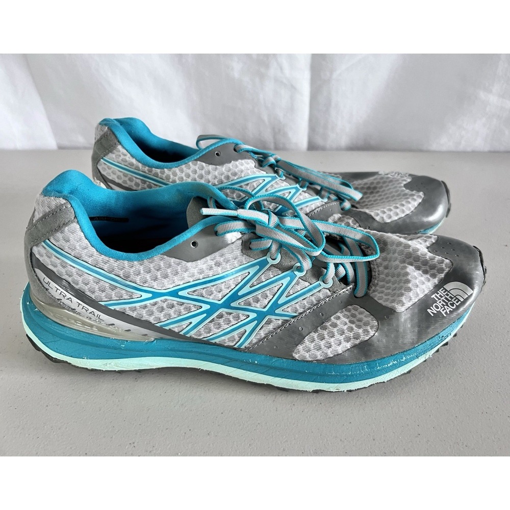 The North Face Shoes Women Sz 9.5 Ultra Trail GTX Gray Teal Trail Running